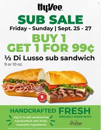 HY-VEE ad - 3-Day Di Lusso Half Sub Sale