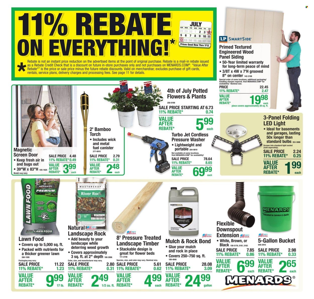 MENARDS ad - 11% Rebate* Sale