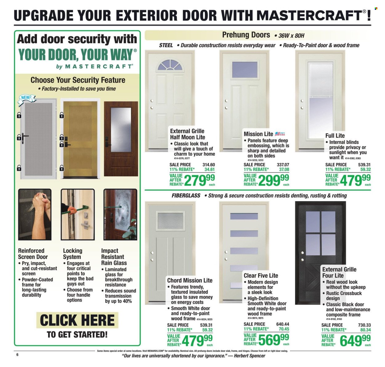 MENARDS ad - 11% Rebate* Sale