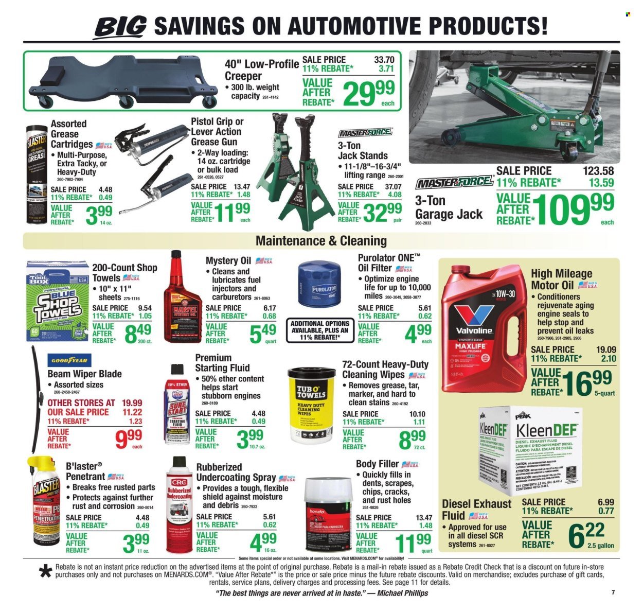 MENARDS ad - 11% Rebate* Sale
