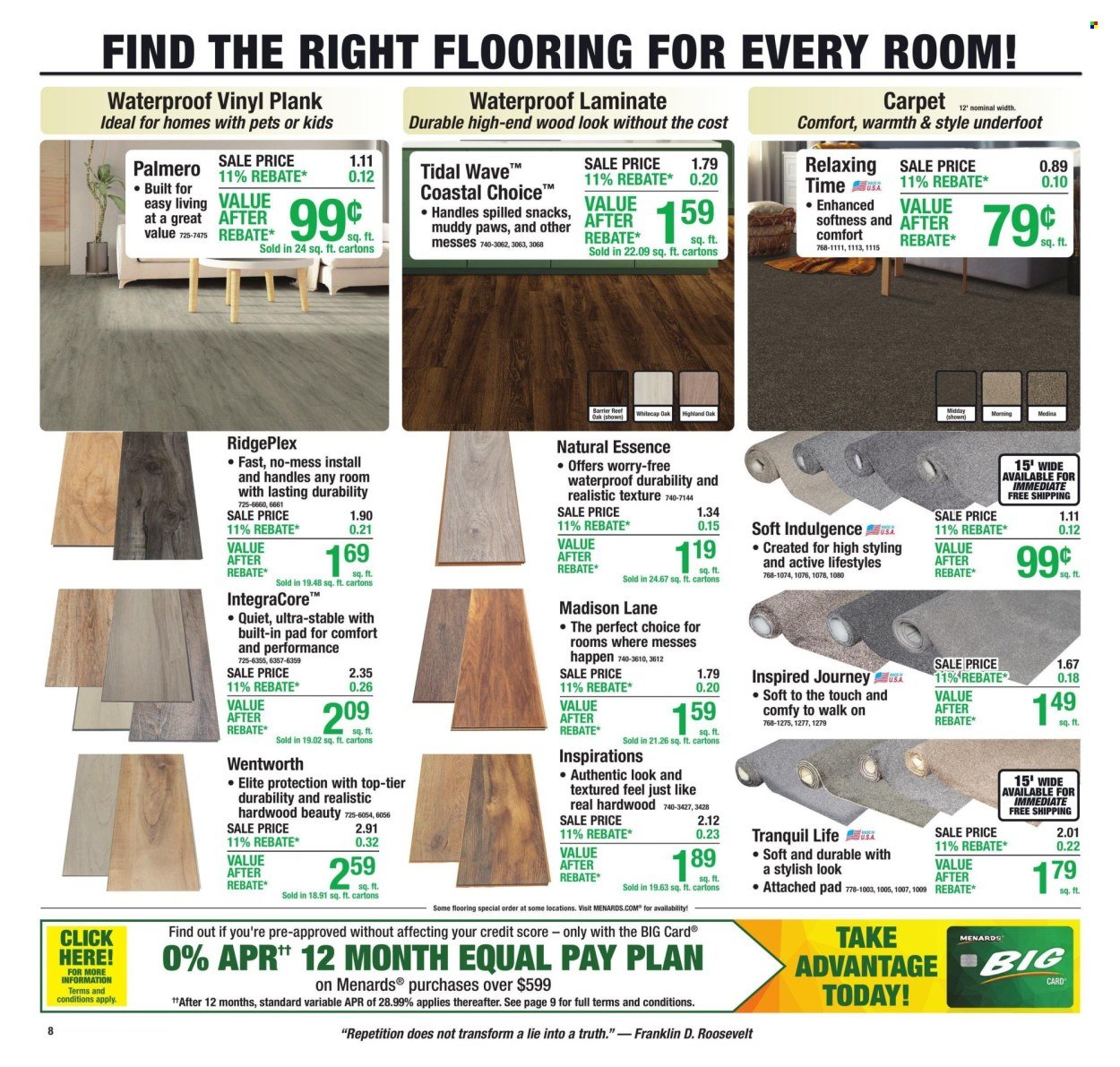 MENARDS ad - 11% Rebate* Sale