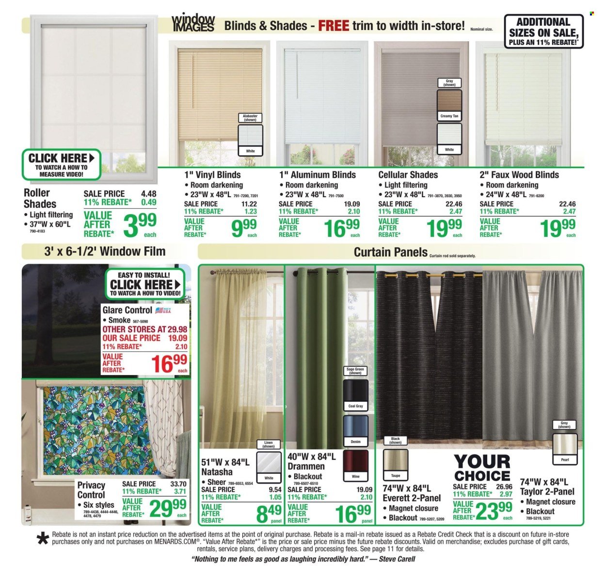 MENARDS ad - 11% Rebate* Sale