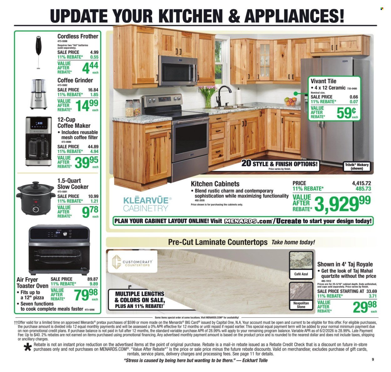 MENARDS ad - 11% Rebate* Sale