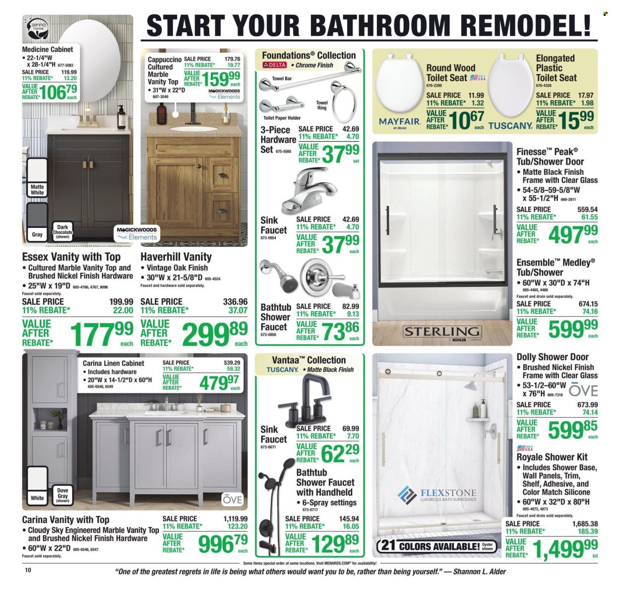 MENARDS ad - 11% Rebate* Sale