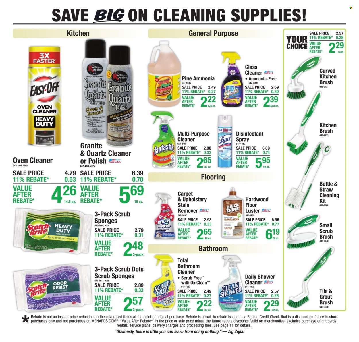 MENARDS ad - 11% Rebate* Sale