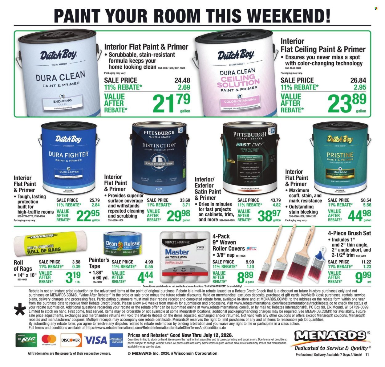 MENARDS ad - 11% Rebate* Sale