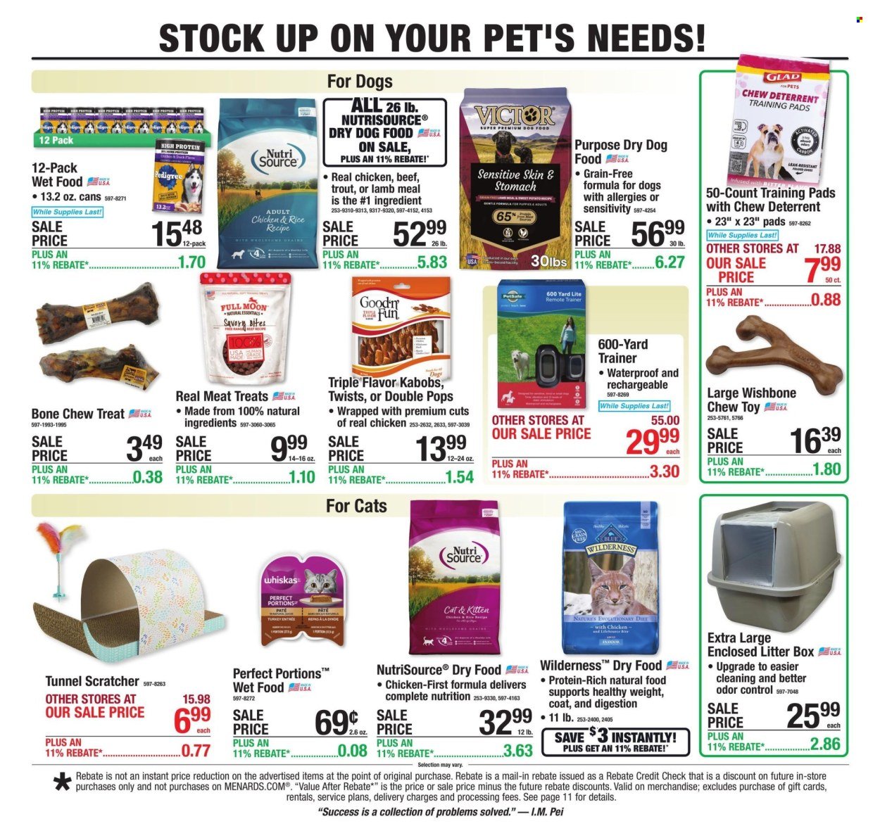 MENARDS ad - 11% Rebate* Sale