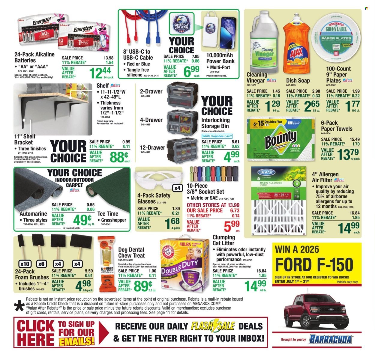 MENARDS ad - 11% Rebate* Sale