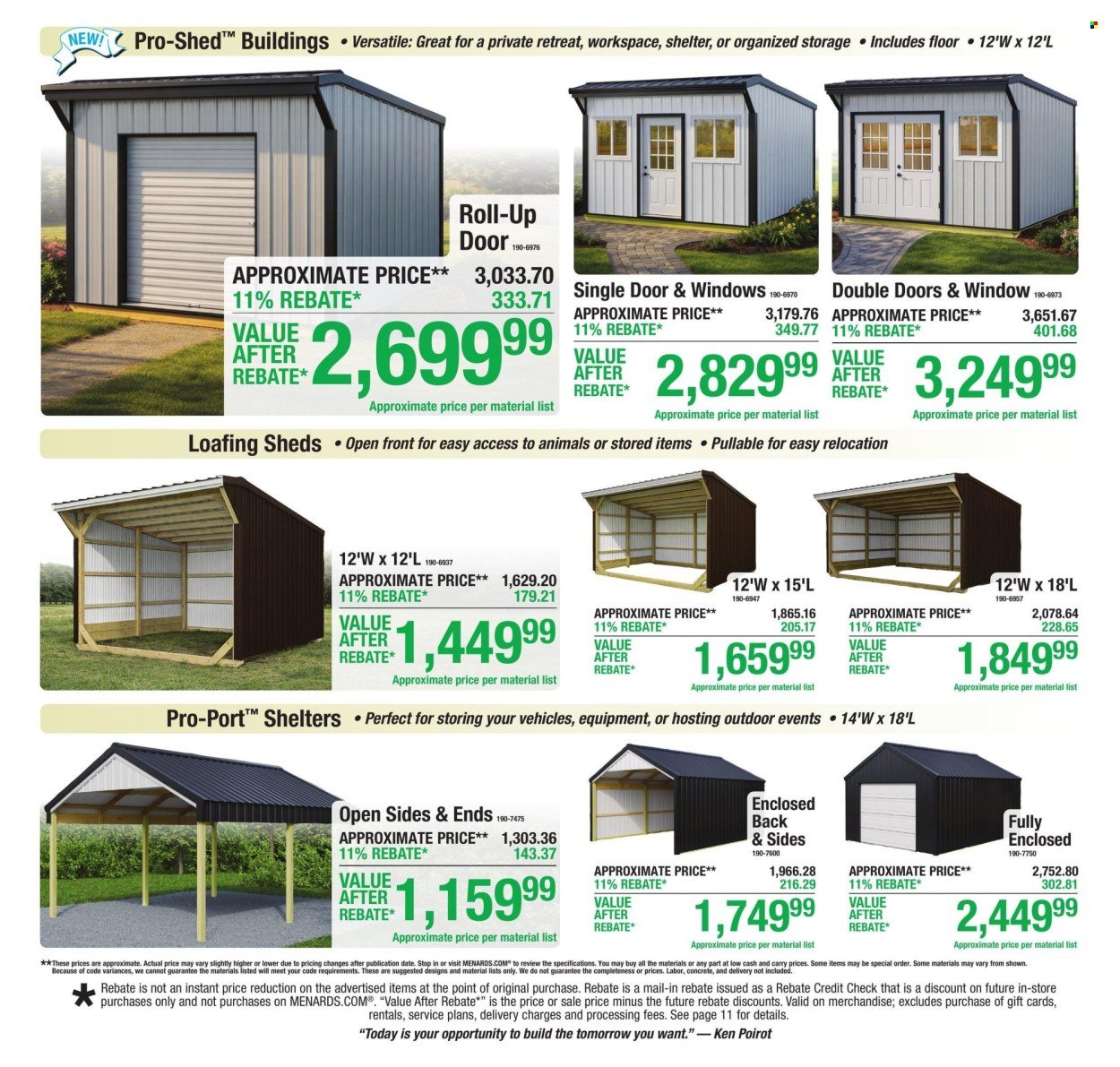 MENARDS ad - 11% Rebate* Sale