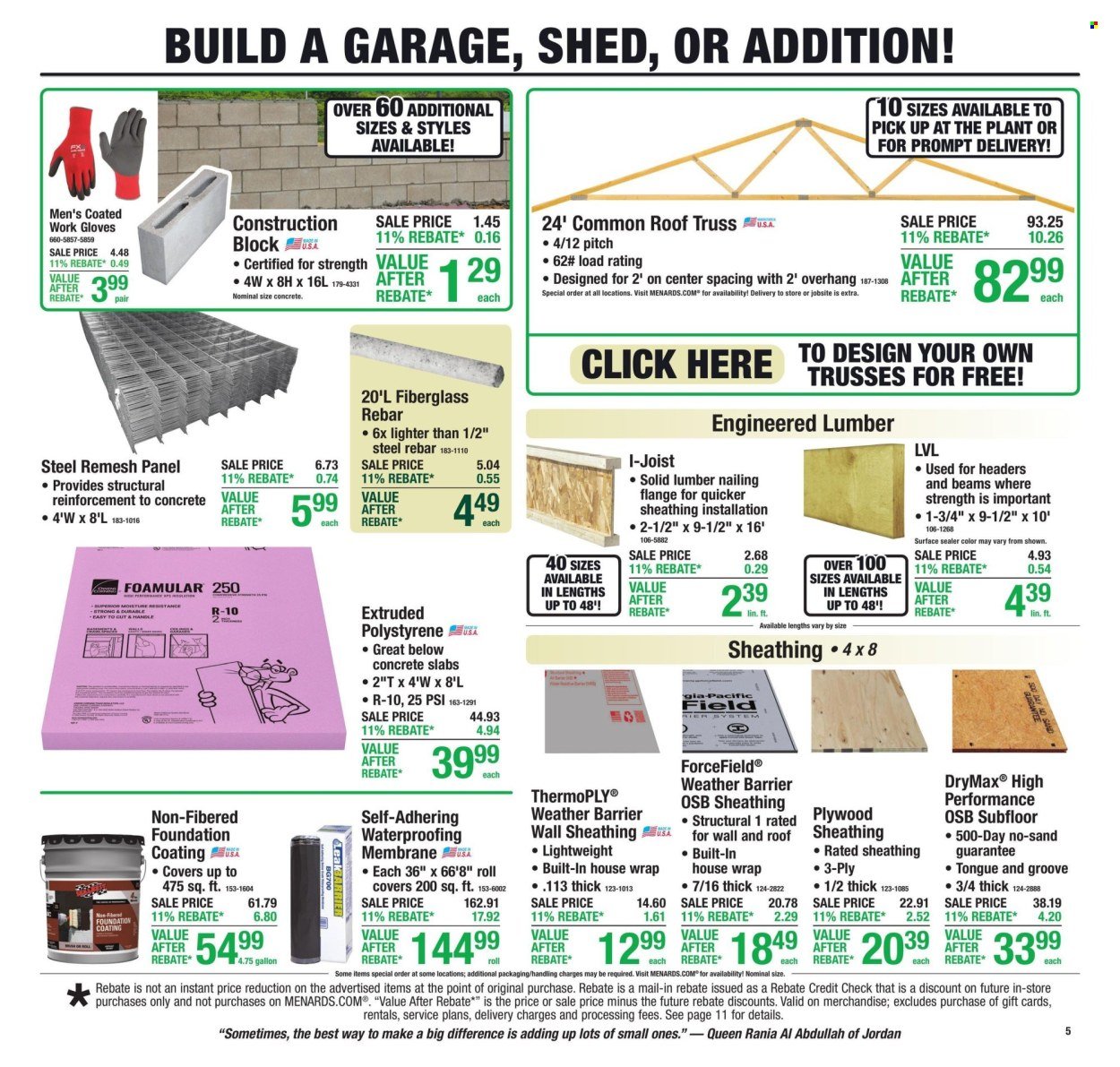 MENARDS ad - 11% Rebate* Sale