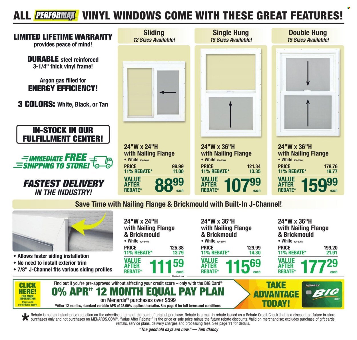 MENARDS ad - 11% Rebate* Sale