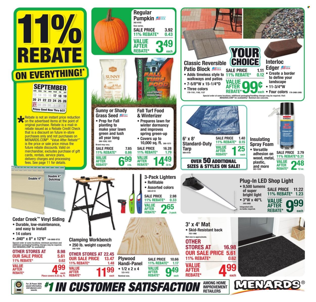 MENARDS ad - 11% Rebate* Sale