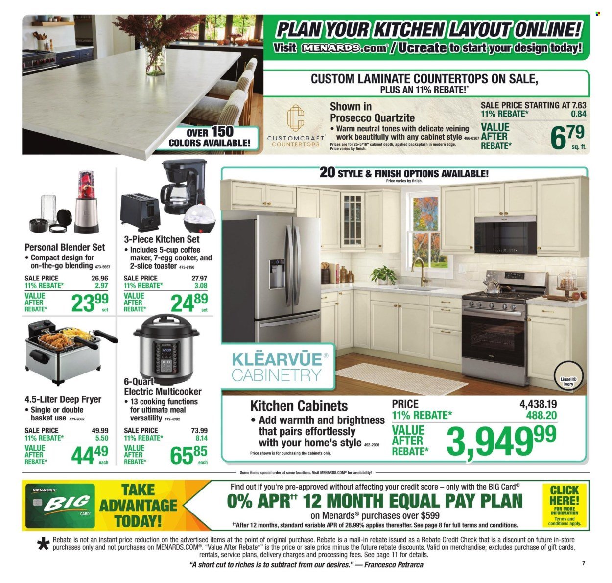 MENARDS ad - 11% Rebate* Sale