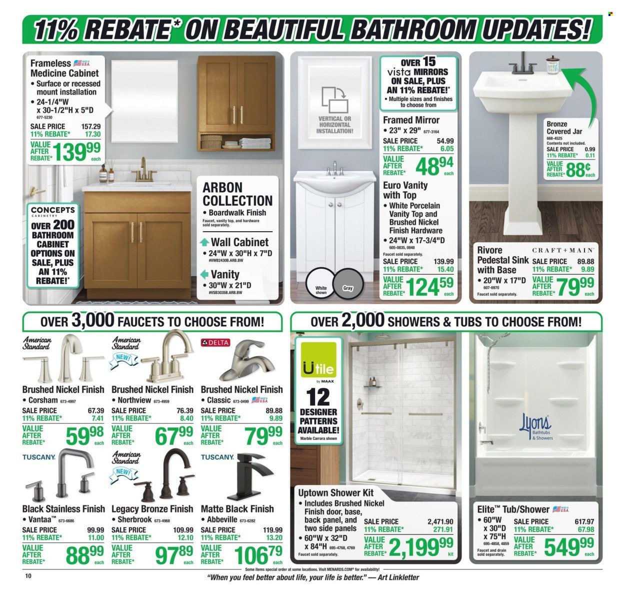 MENARDS ad - 11% Rebate* Sale
