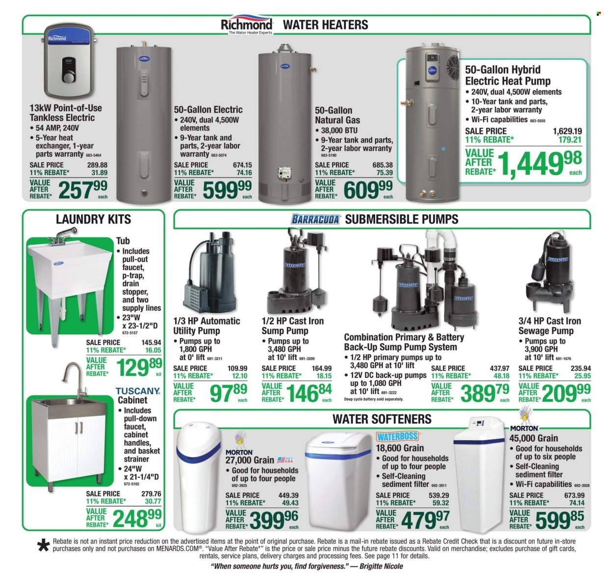 MENARDS ad - 11% Rebate* Sale