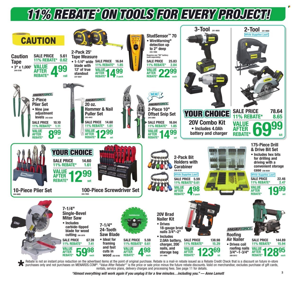 MENARDS ad - 11% Rebate* Sale