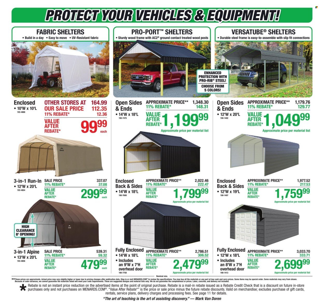 MENARDS ad - 11% Rebate* Sale