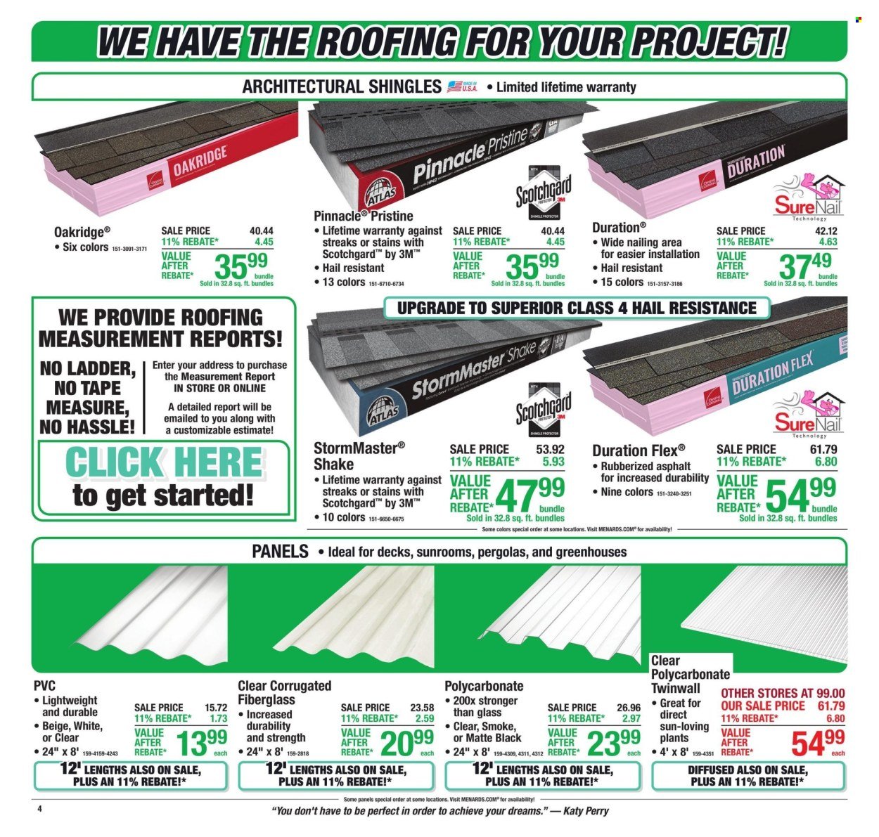 MENARDS ad - 11% Rebate* Sale