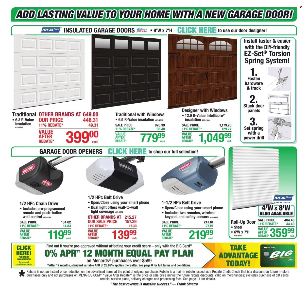 MENARDS ad - 11% Rebate* Sale