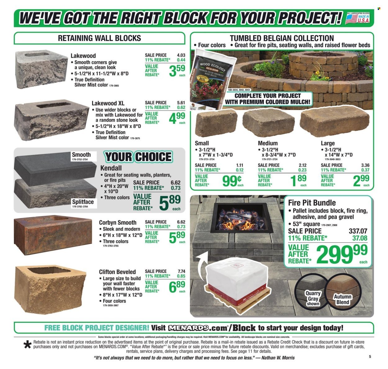 MENARDS ad - 11% Rebate* Sale