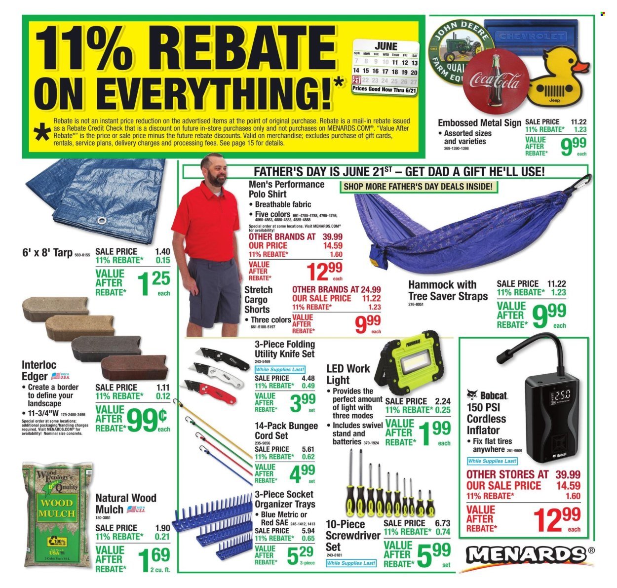 MENARDS ad - 11% Rebate* Sale