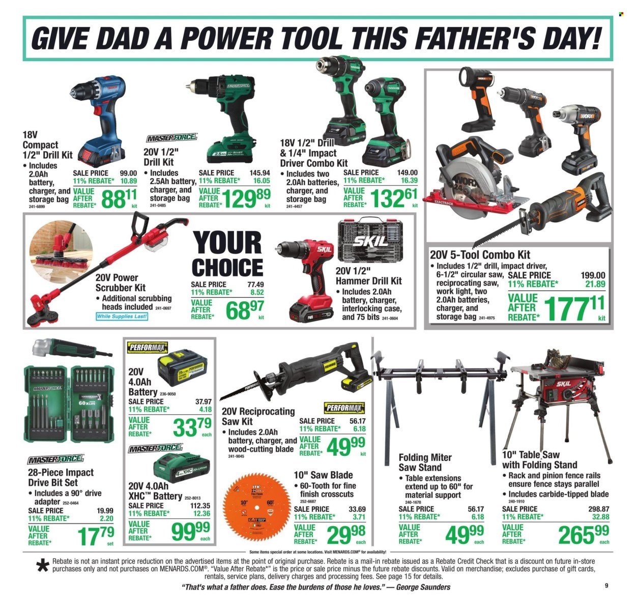 MENARDS ad - 11% Rebate* Sale