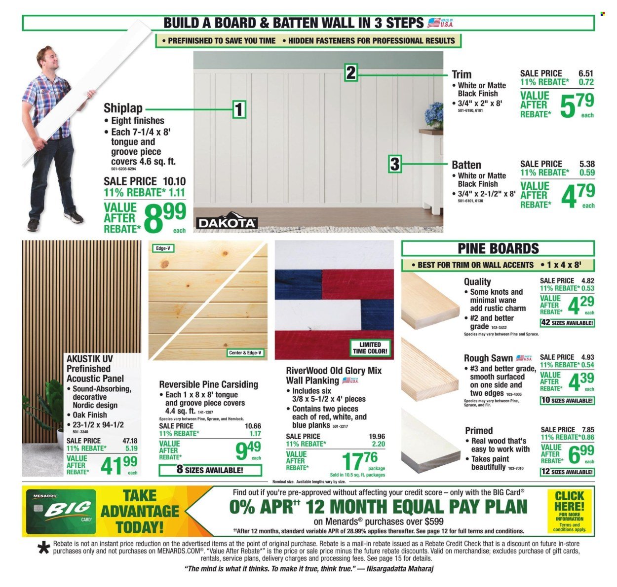 MENARDS ad - 11% Rebate* Sale