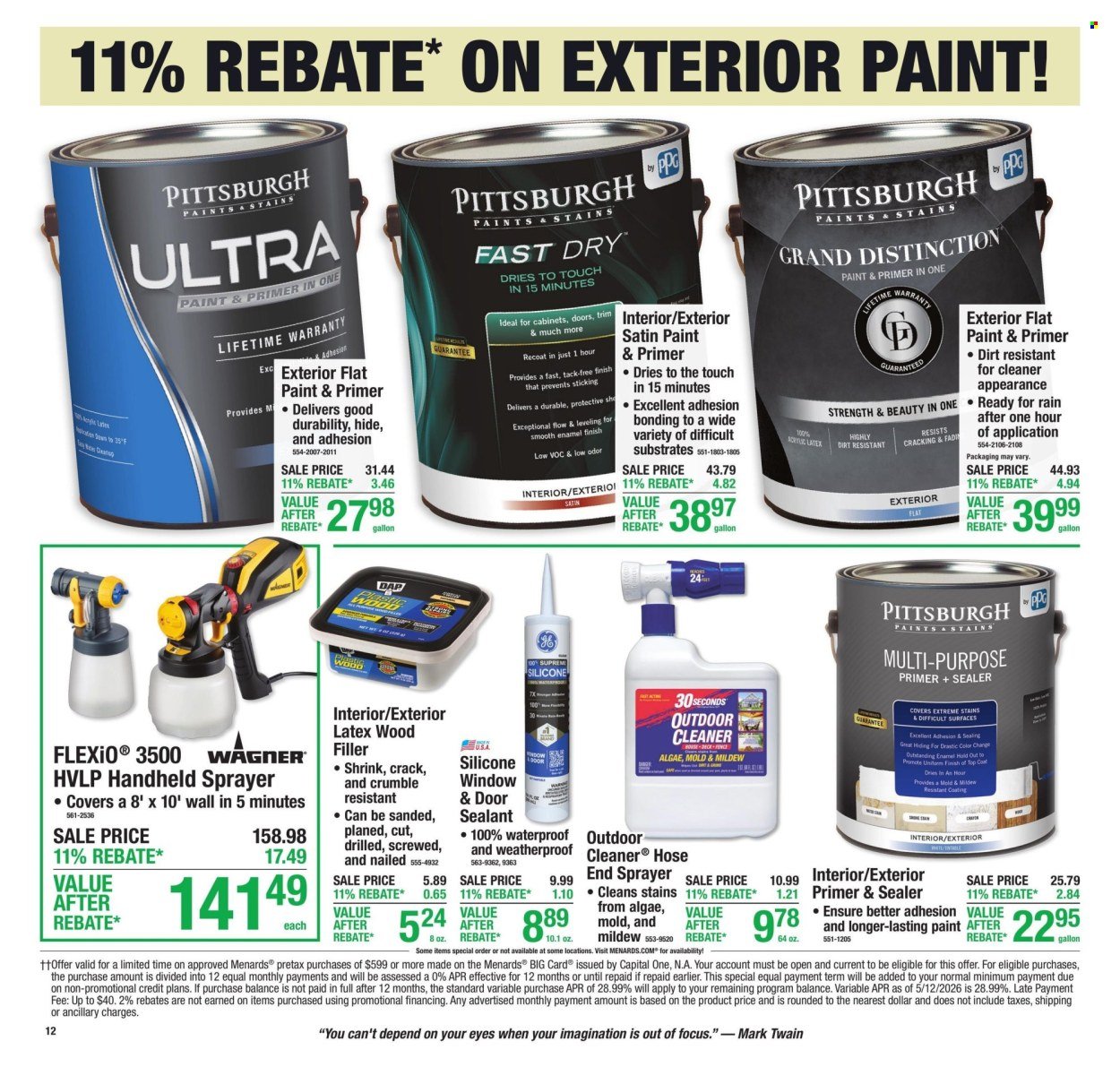 MENARDS ad - 11% Rebate* Sale