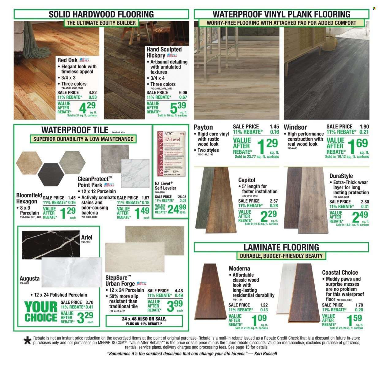 MENARDS ad - 11% Rebate* Sale