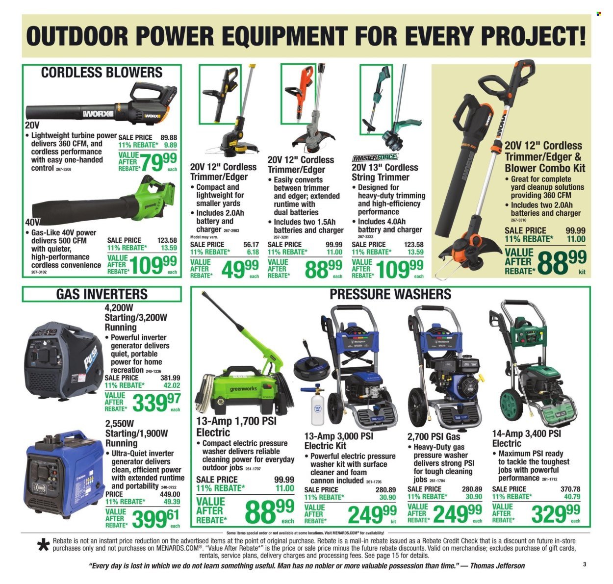 MENARDS ad - 11% Rebate* Sale