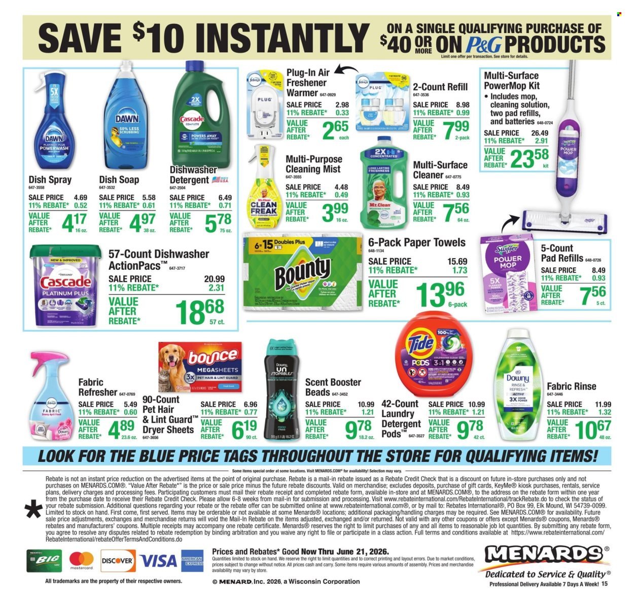 MENARDS ad - 11% Rebate* Sale