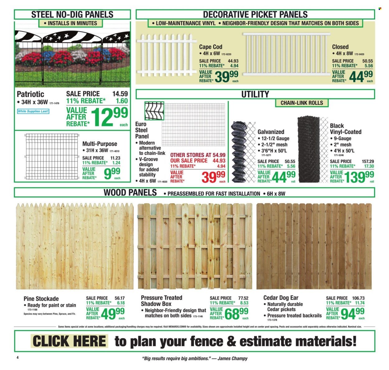 MENARDS ad - 11% Rebate* Sale