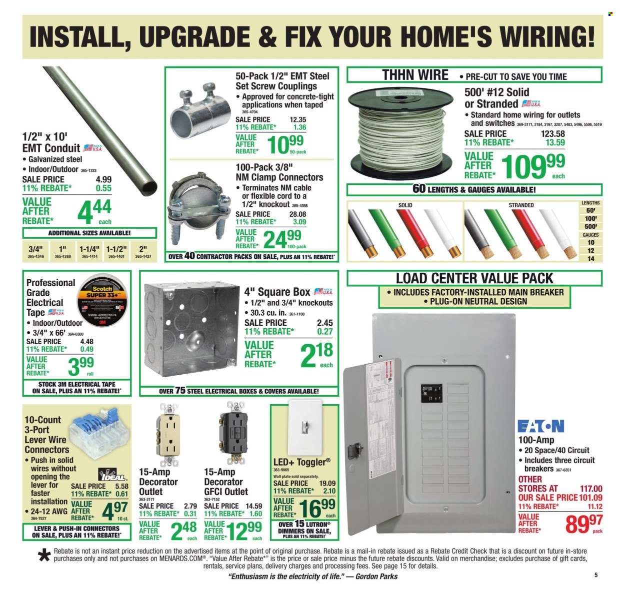 MENARDS ad - 11% Rebate* Sale