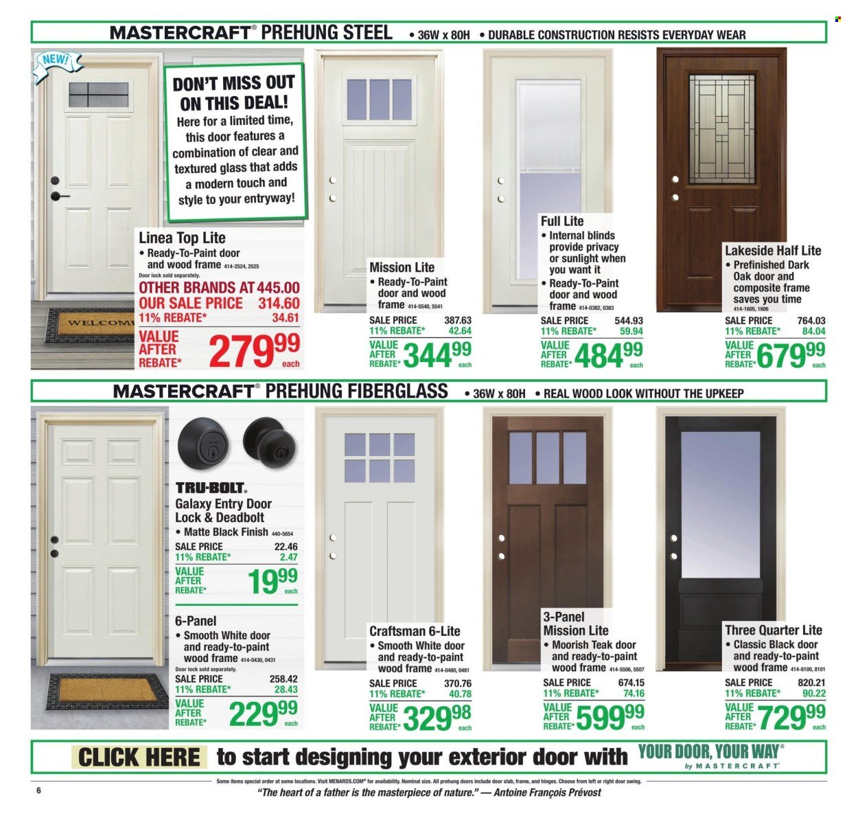 MENARDS ad - 11% Rebate* Sale