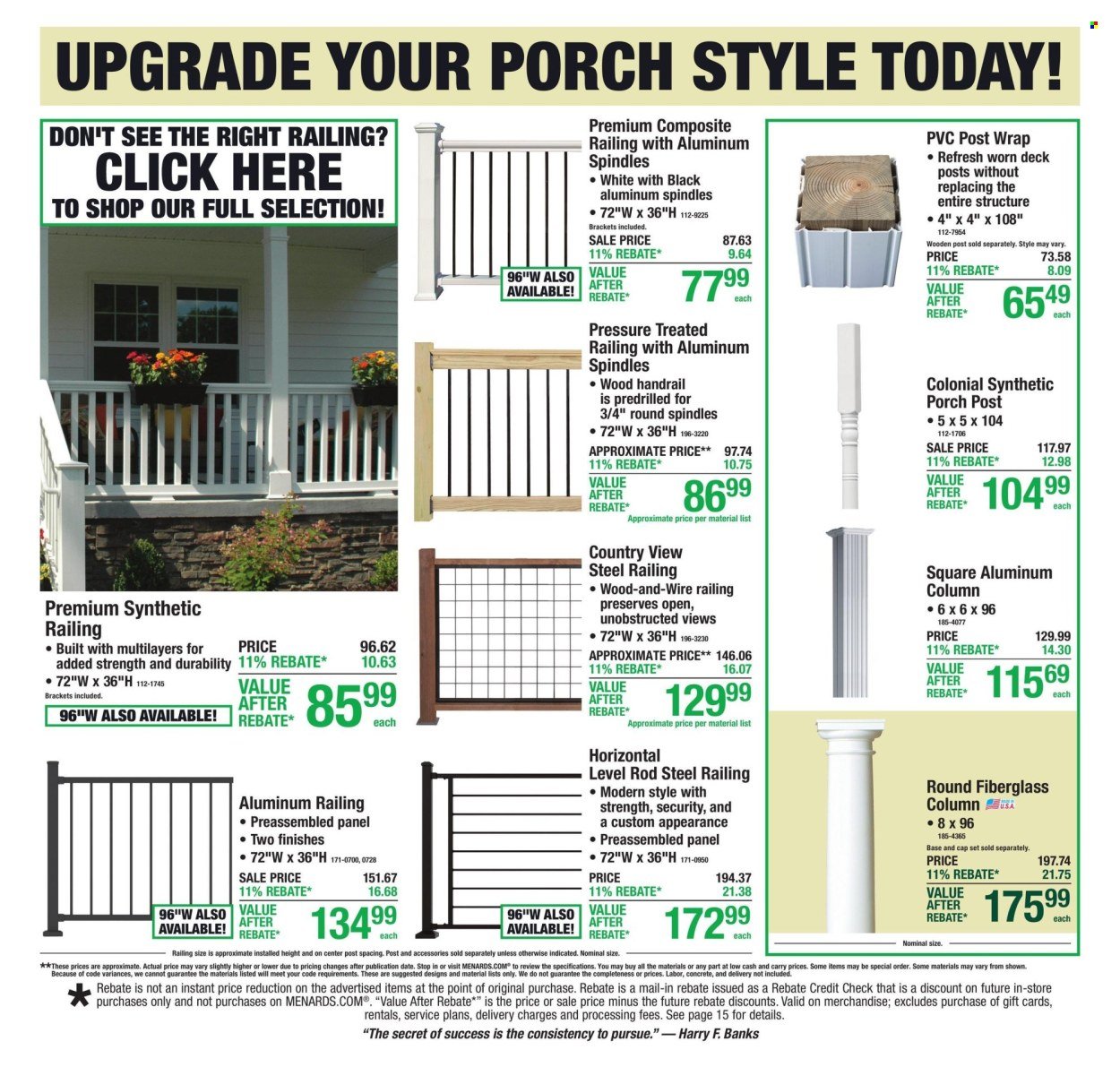 MENARDS ad - 11% Rebate* Sale