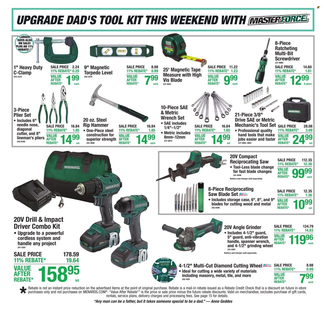 MENARDS ad - 11% Rebate* Sale