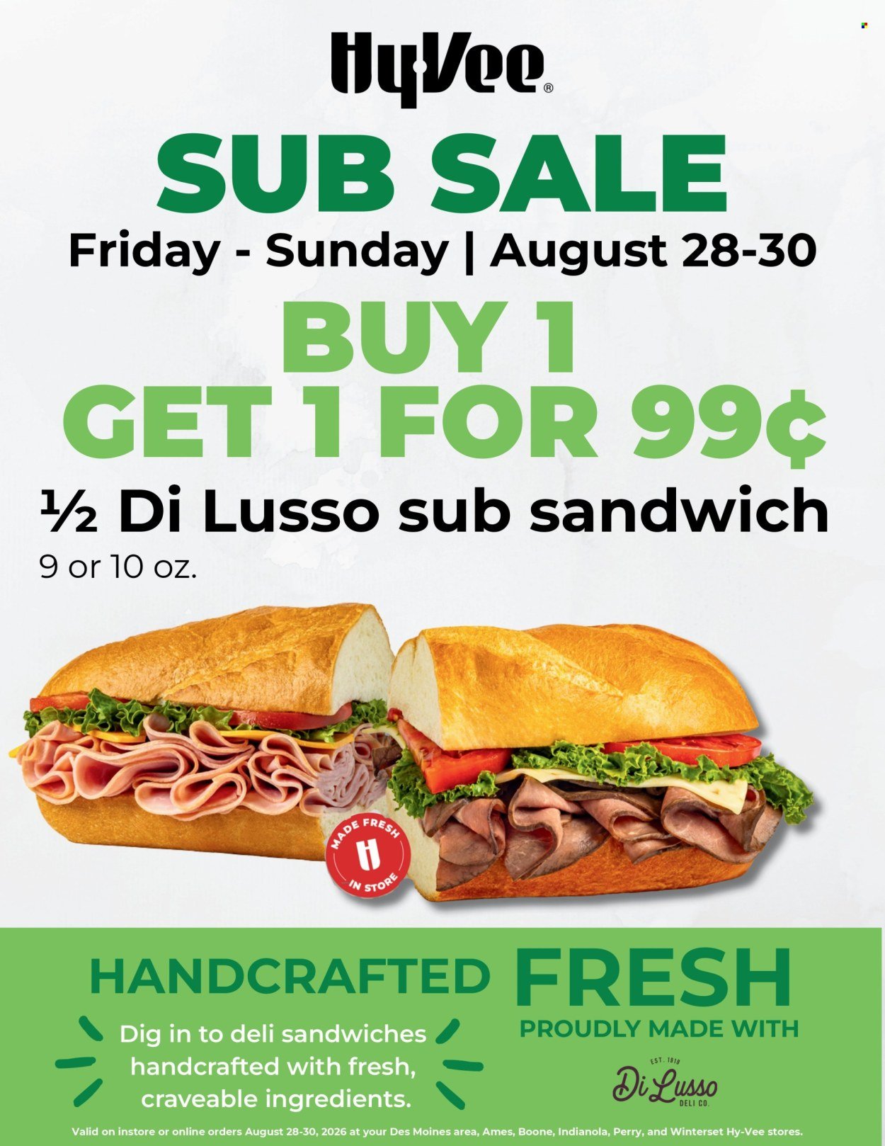 HY-VEE ad - 3-Day Deli Half Sub Sale