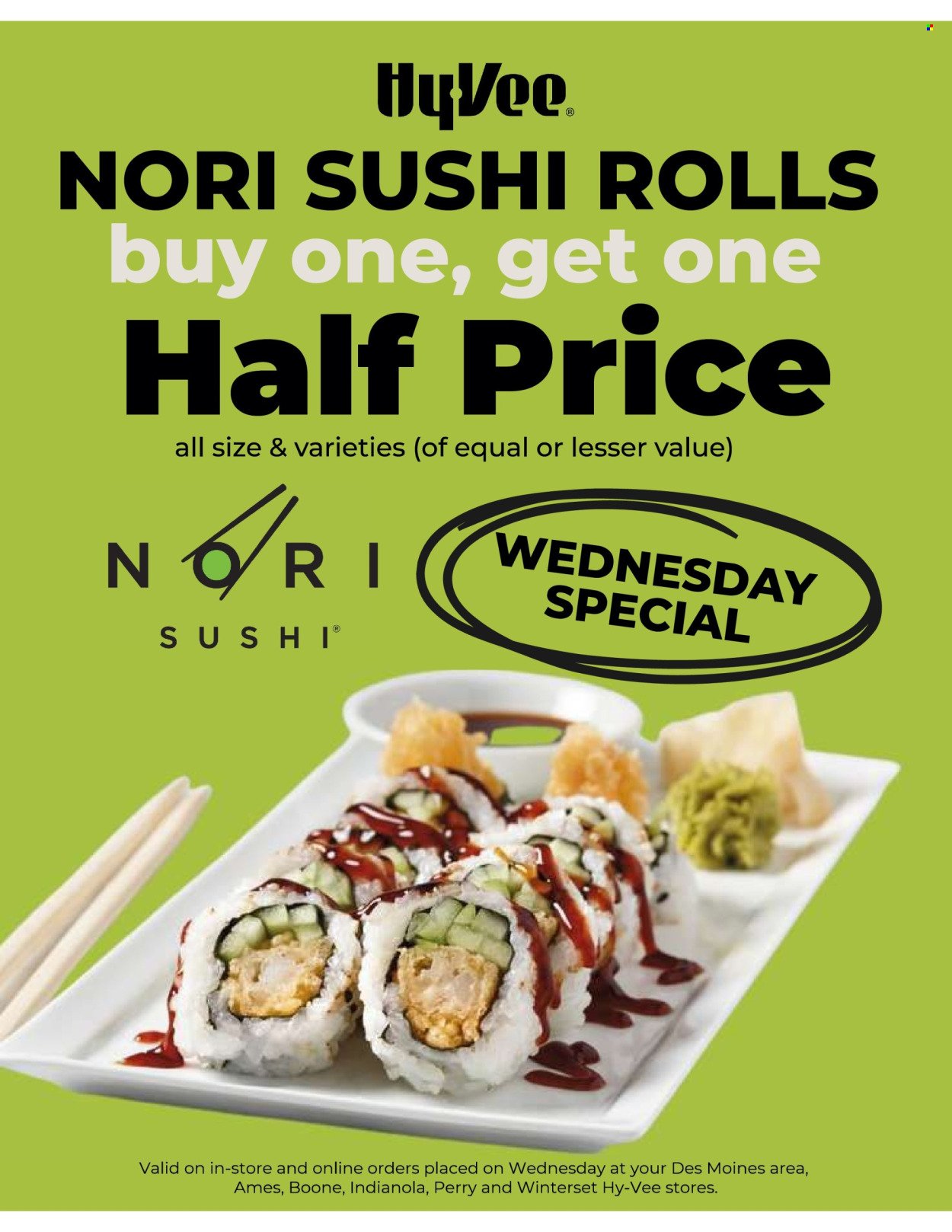 HY-VEE ad - Sushi Wednesday Special