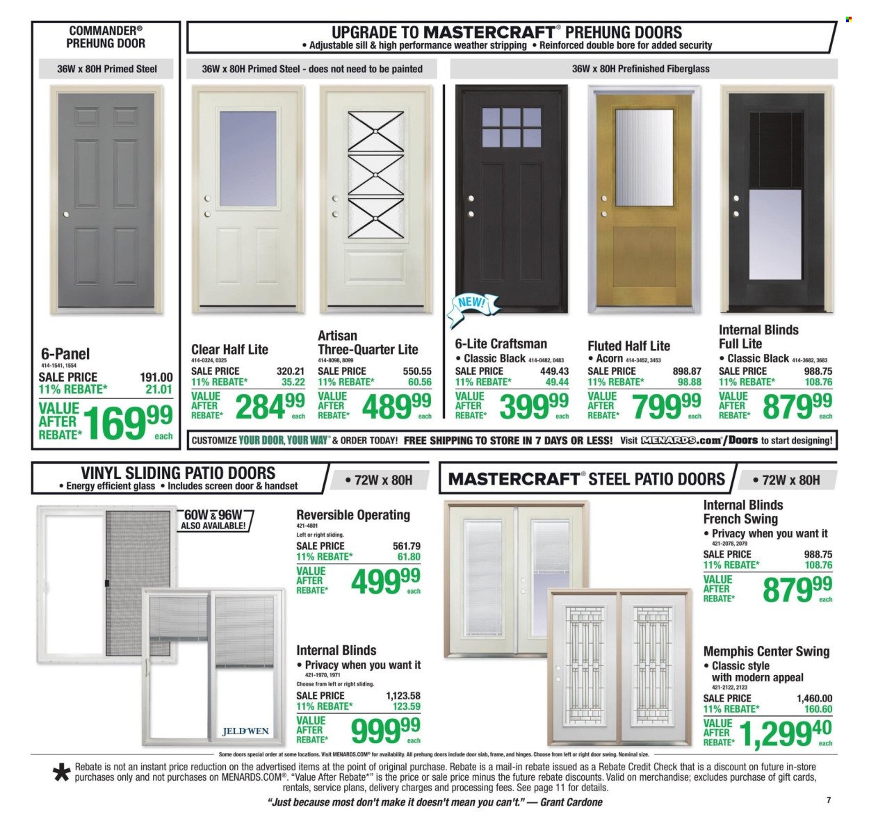 MENARDS ad - 11% Rebate* Sale