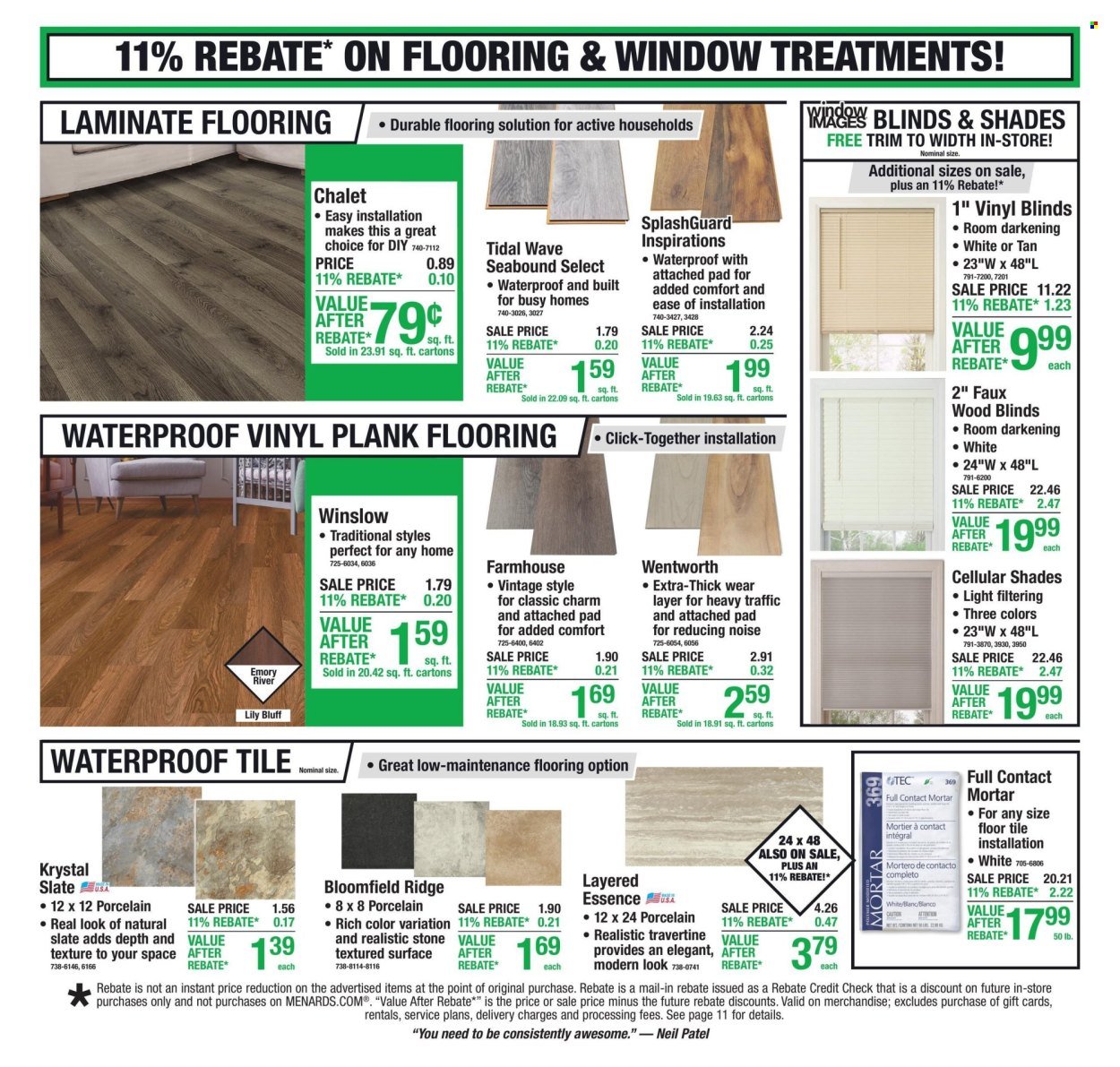 MENARDS ad - 11% Rebate* Sale