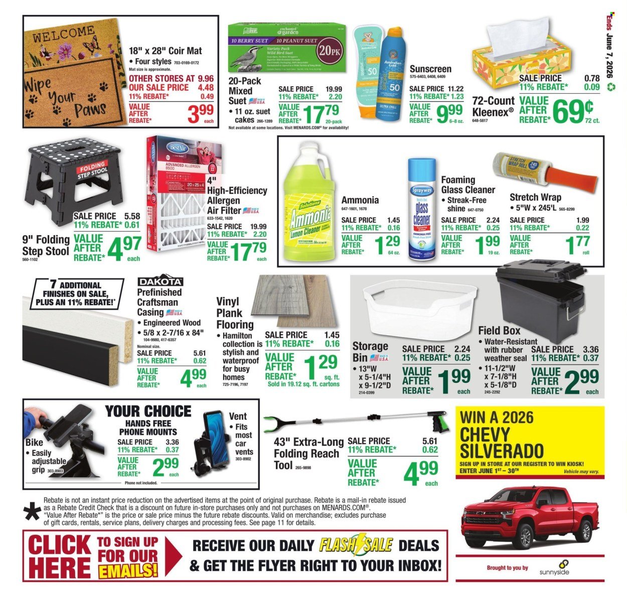 MENARDS ad - 11% Rebate* Sale