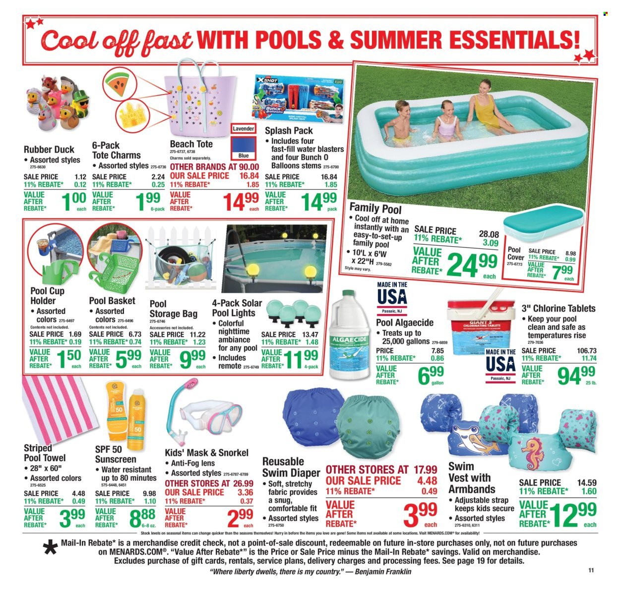 MENARDS ad - 11% Rebate Sale