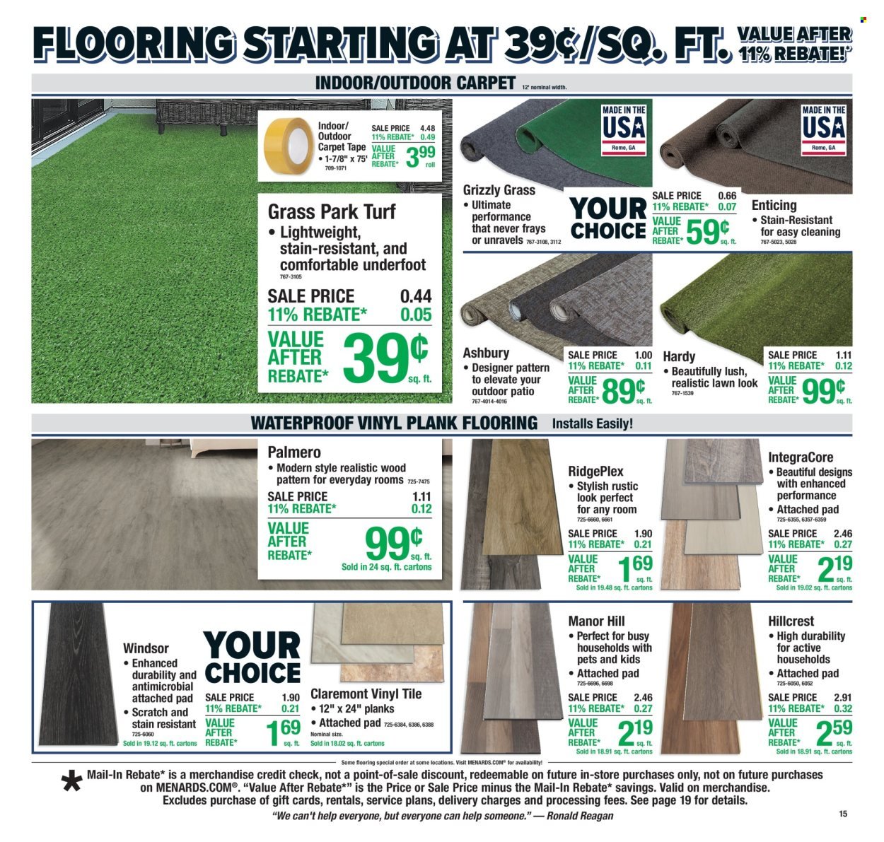 MENARDS ad - 11% Rebate Sale