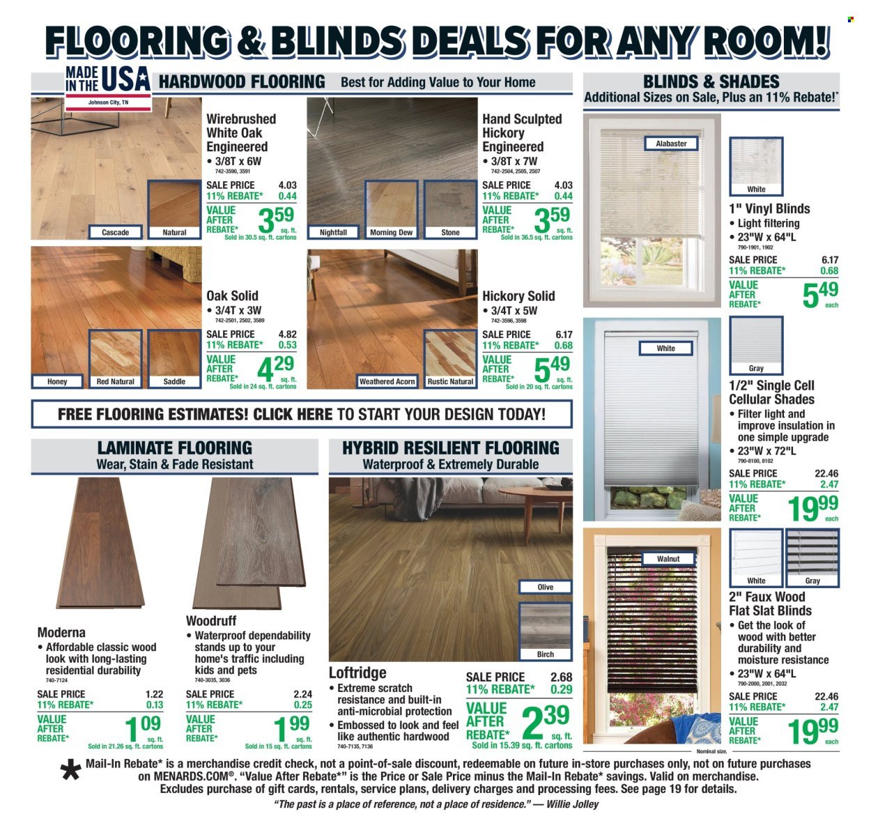 MENARDS ad - 11% Rebate Sale