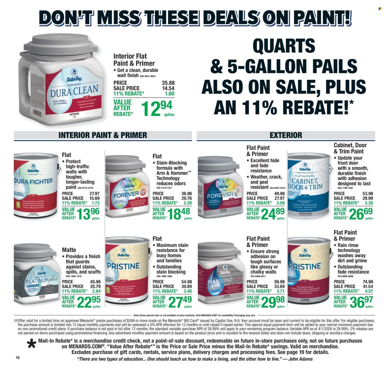 MENARDS ad - 11% Rebate Sale