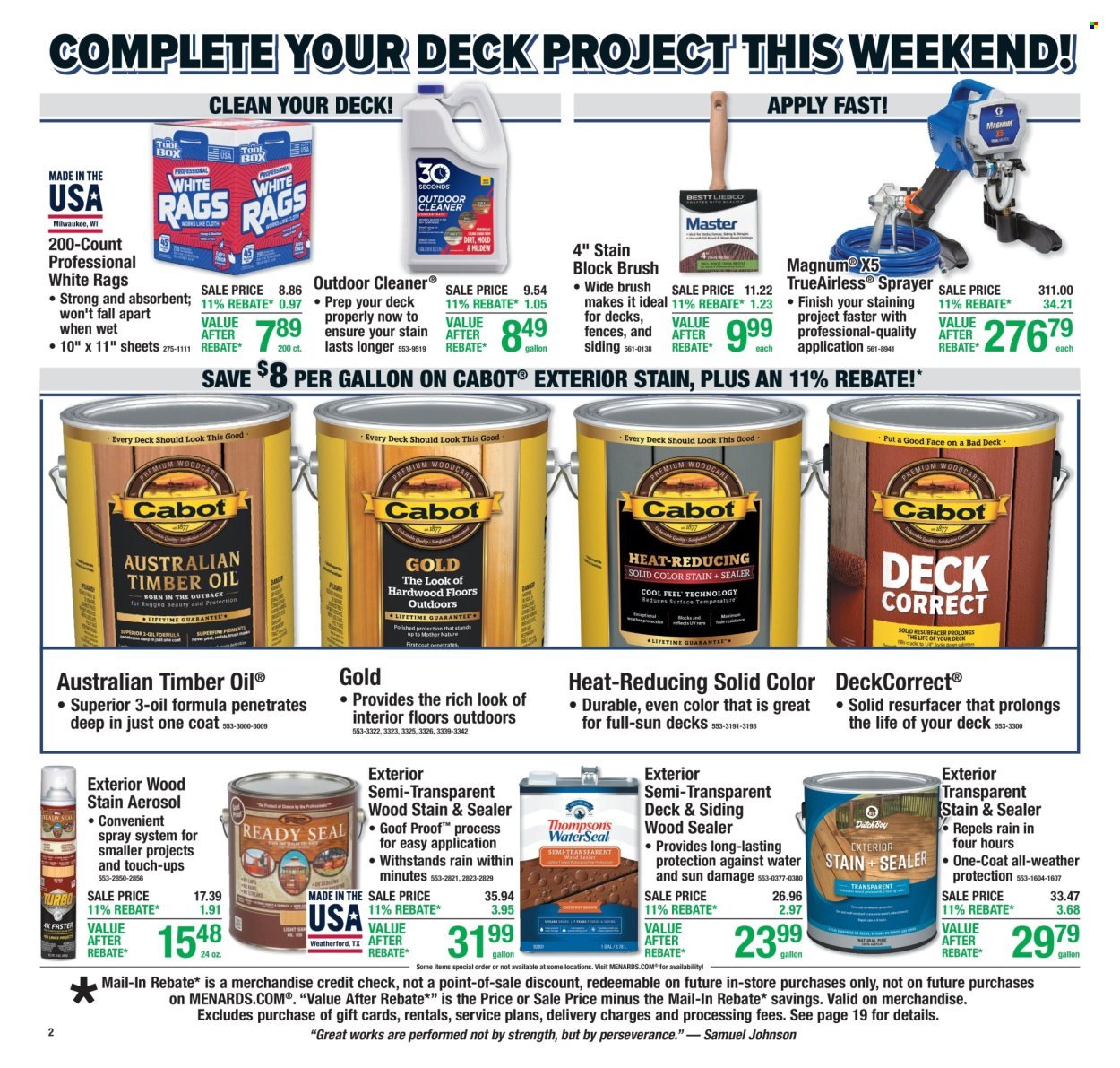 MENARDS ad - 11% Rebate Sale