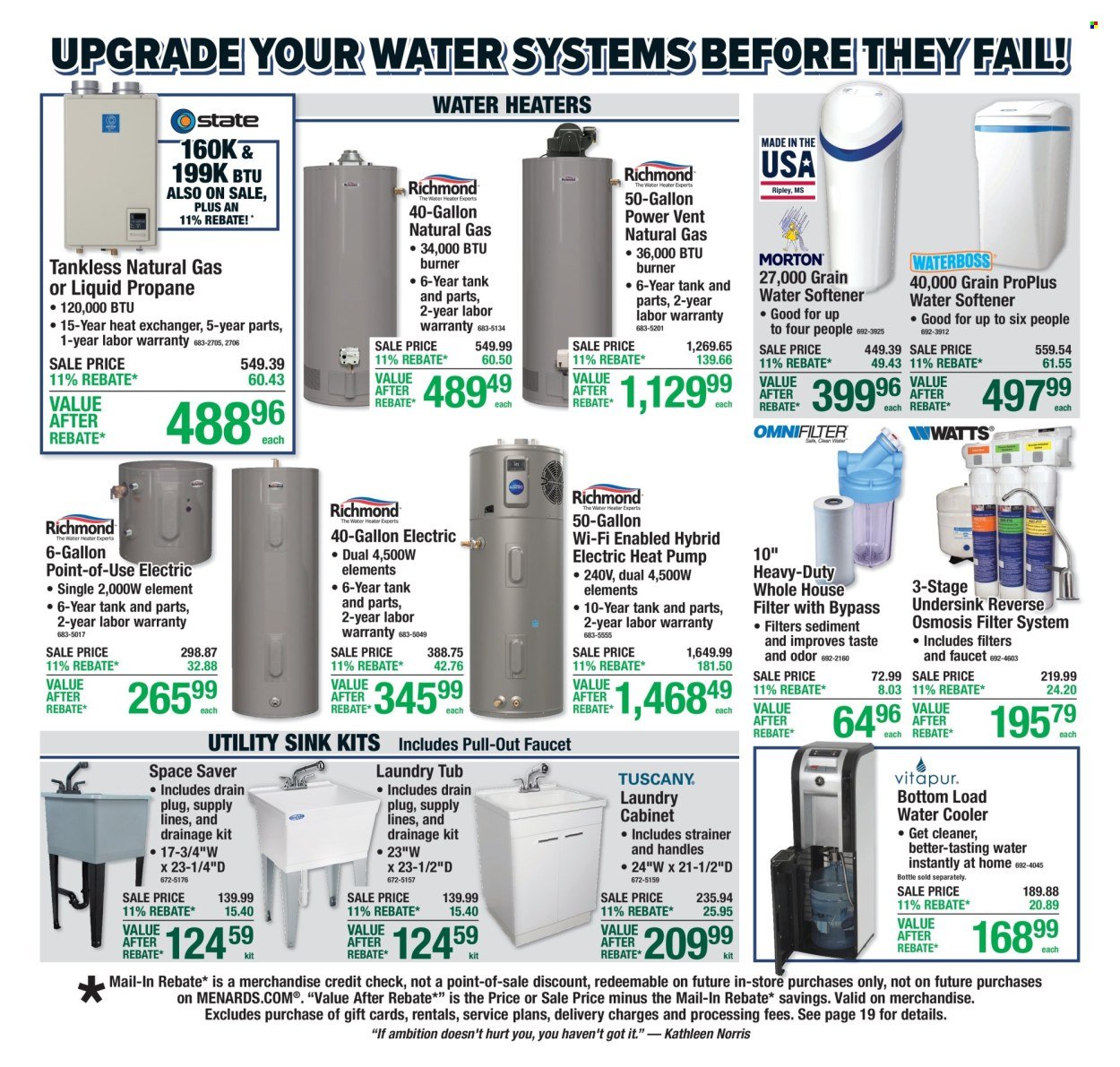 MENARDS ad - 11% Rebate Sale