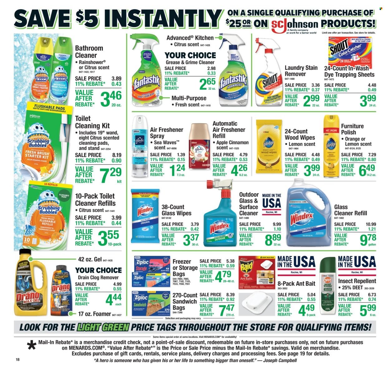 MENARDS ad - 11% Rebate Sale