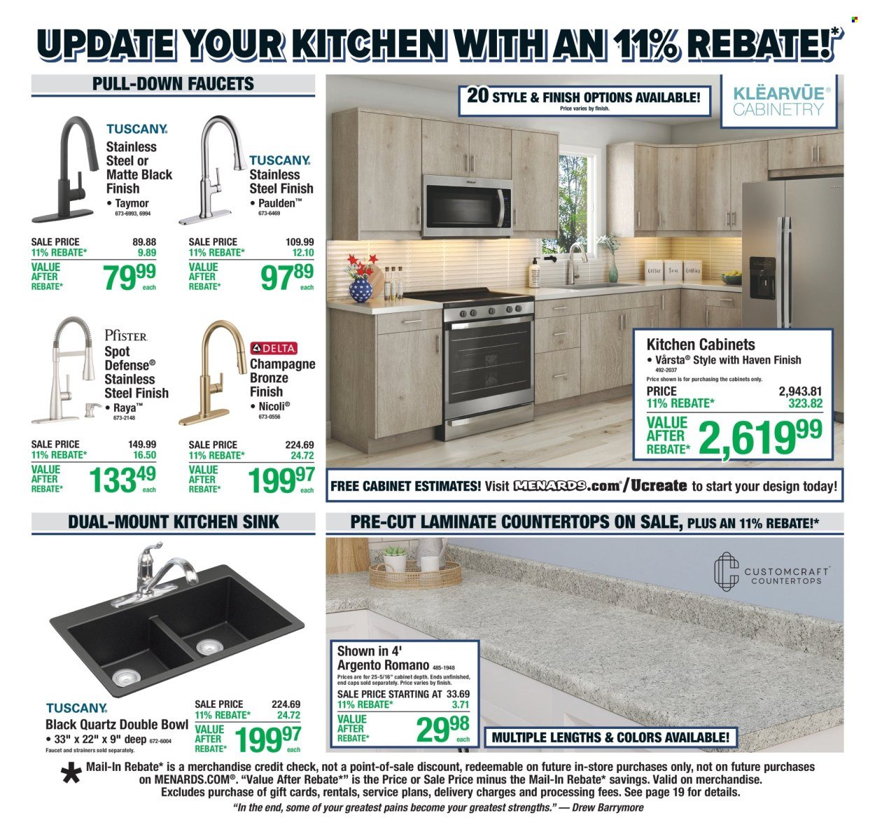 MENARDS ad - 11% Rebate Sale