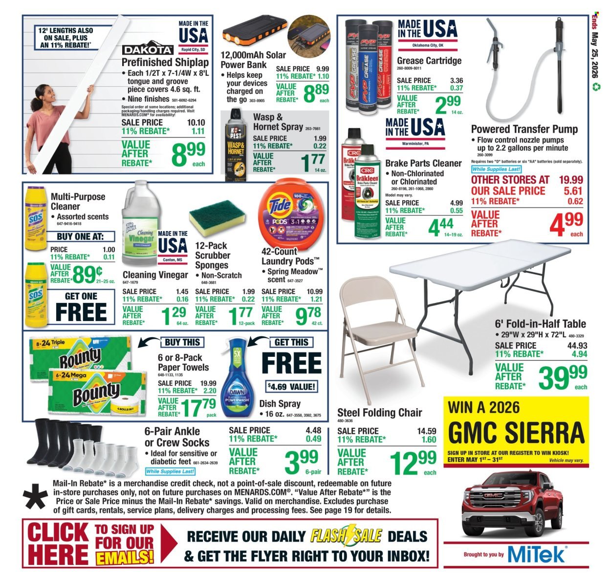 MENARDS ad - 11% Rebate Sale